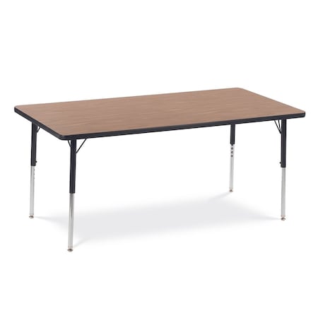 Virco 60 in. W, 30 in. L, 22-30 in. H, Medium Oak Top / Black Edge 483060